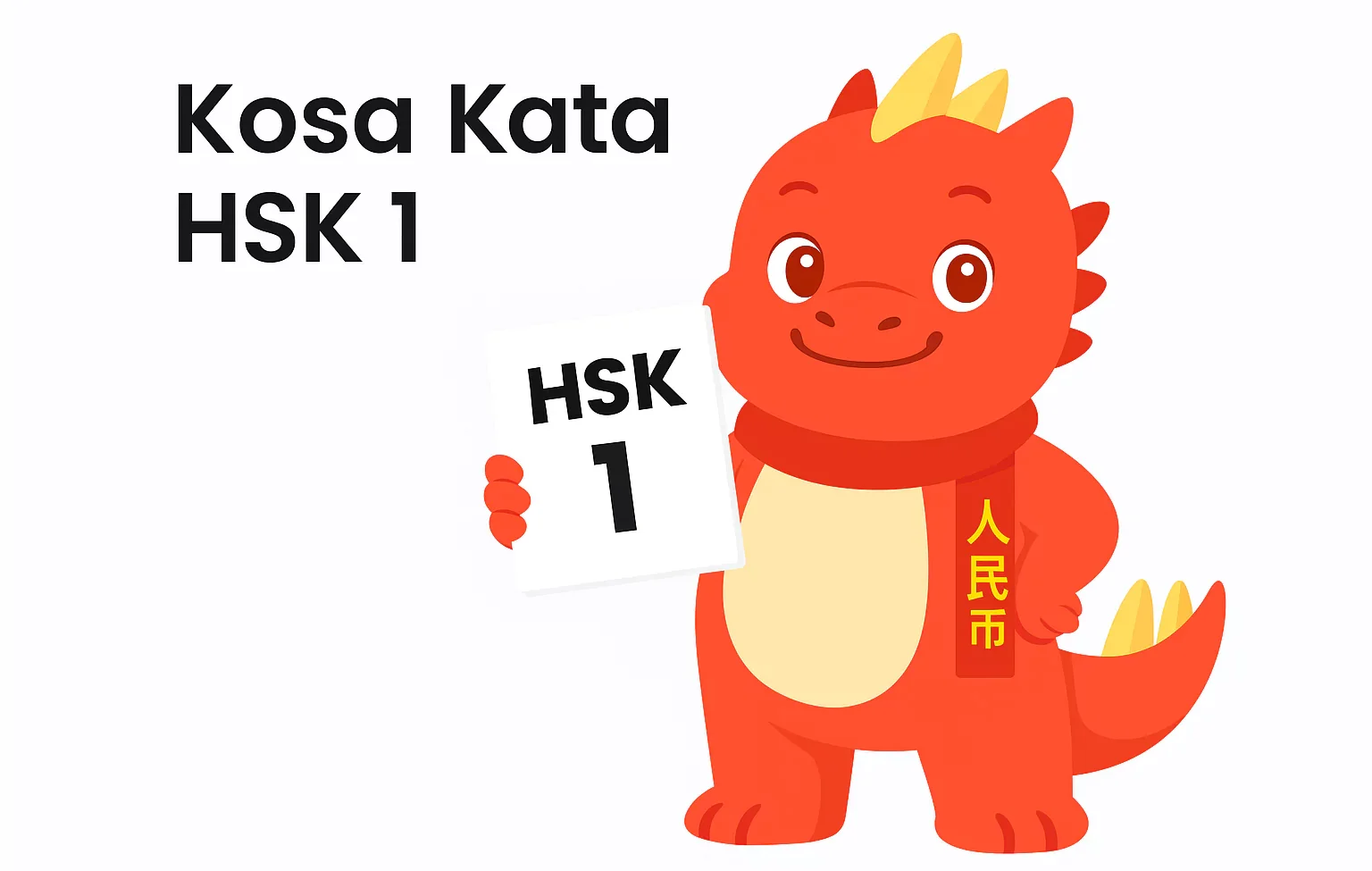 Maskot RMB Pare Minbi memperkenalkan Kosa Kata HSK 1 – Ilustrasi edukatif belajar Mandarin