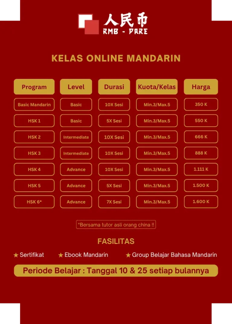 Kursus Mandarin Pare Terbaik - Preview Program Kelas Online Mandarin