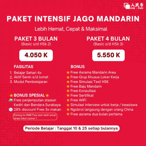 Paket Intensif Jago Mandarin (3 & 4 Bulan)