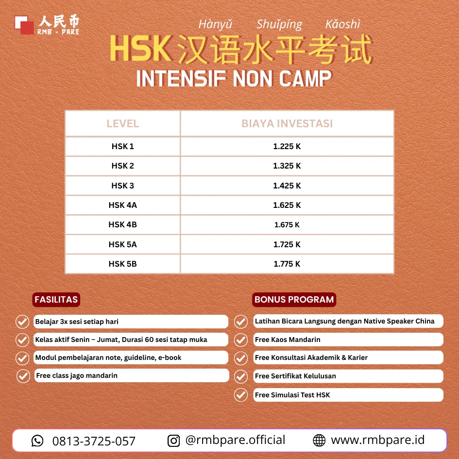 instensif non camp belajar bahasa mandarin