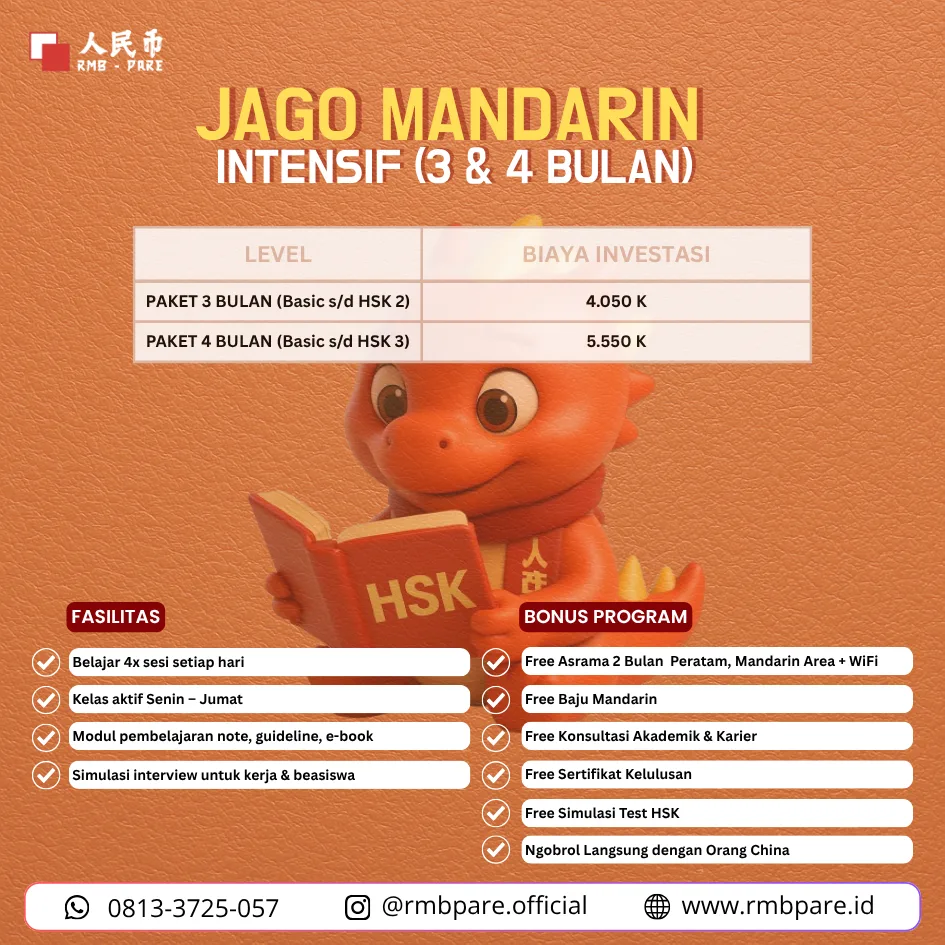 intensif belajar bahasa mandarin 3 bulan dan 4 bulan