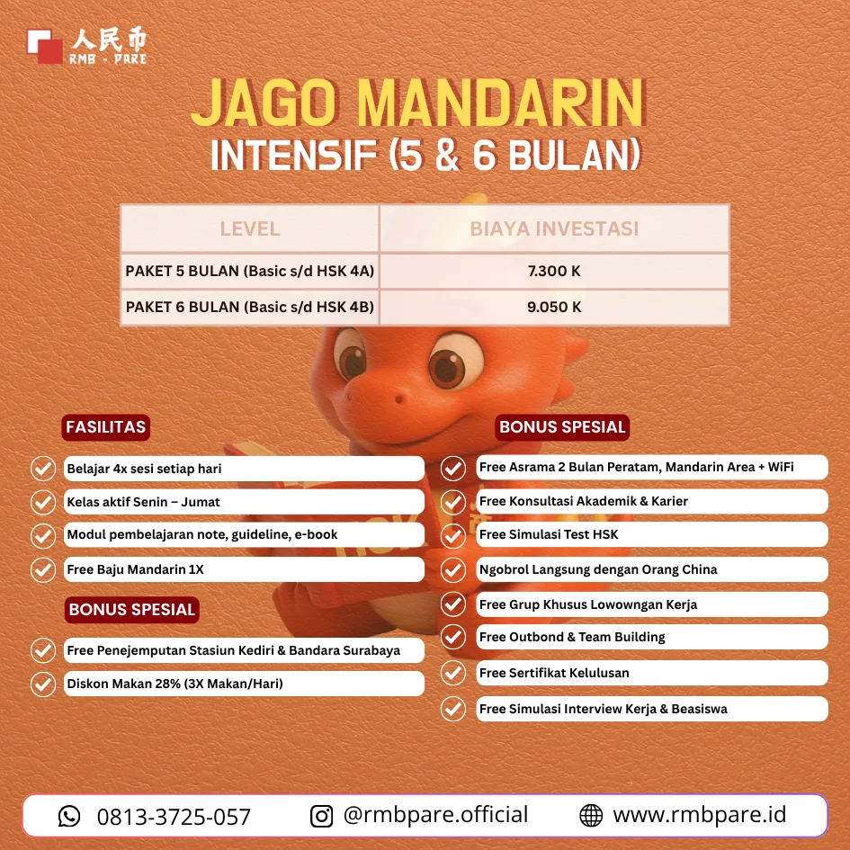 intensif belajar bahasa mandarin 5 bulan dan 6 bulan
