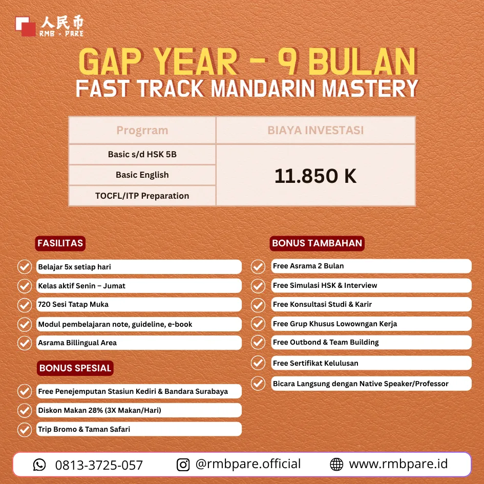 belajar mandarin gap year 9 bulan